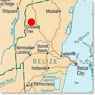 Belize Map Crooked Tree